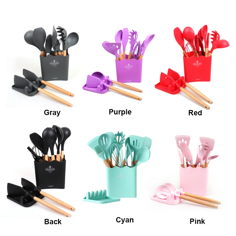 13pcs set Professional Multifunction Kitchen Appliances and Utensils Kit With Storage Basket Stand