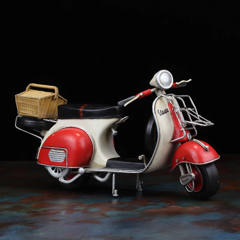 1959 RED  WHITE VESPA GS 150   1:8-SCALE Classical iron scooter model of ladies shop decoration design, art craft, home decor