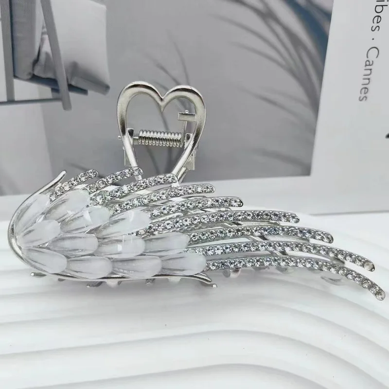 wholesale Custom Metal Crystal Wing Grabber Women Large High-End Hair Clip Stone Hair Claws Rhinestone Headpiece