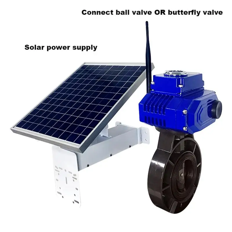 Mobile remote control solar power DN100 electric ball valve butterfly valve actuator automatic irrigation valve