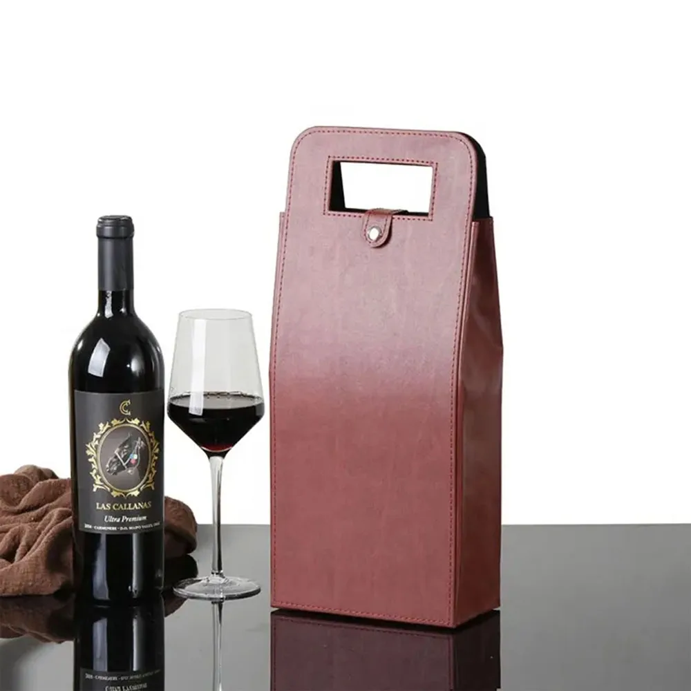 Multicolor red wine bottle packaging case gift box 2 standard PU bag wine box with handle