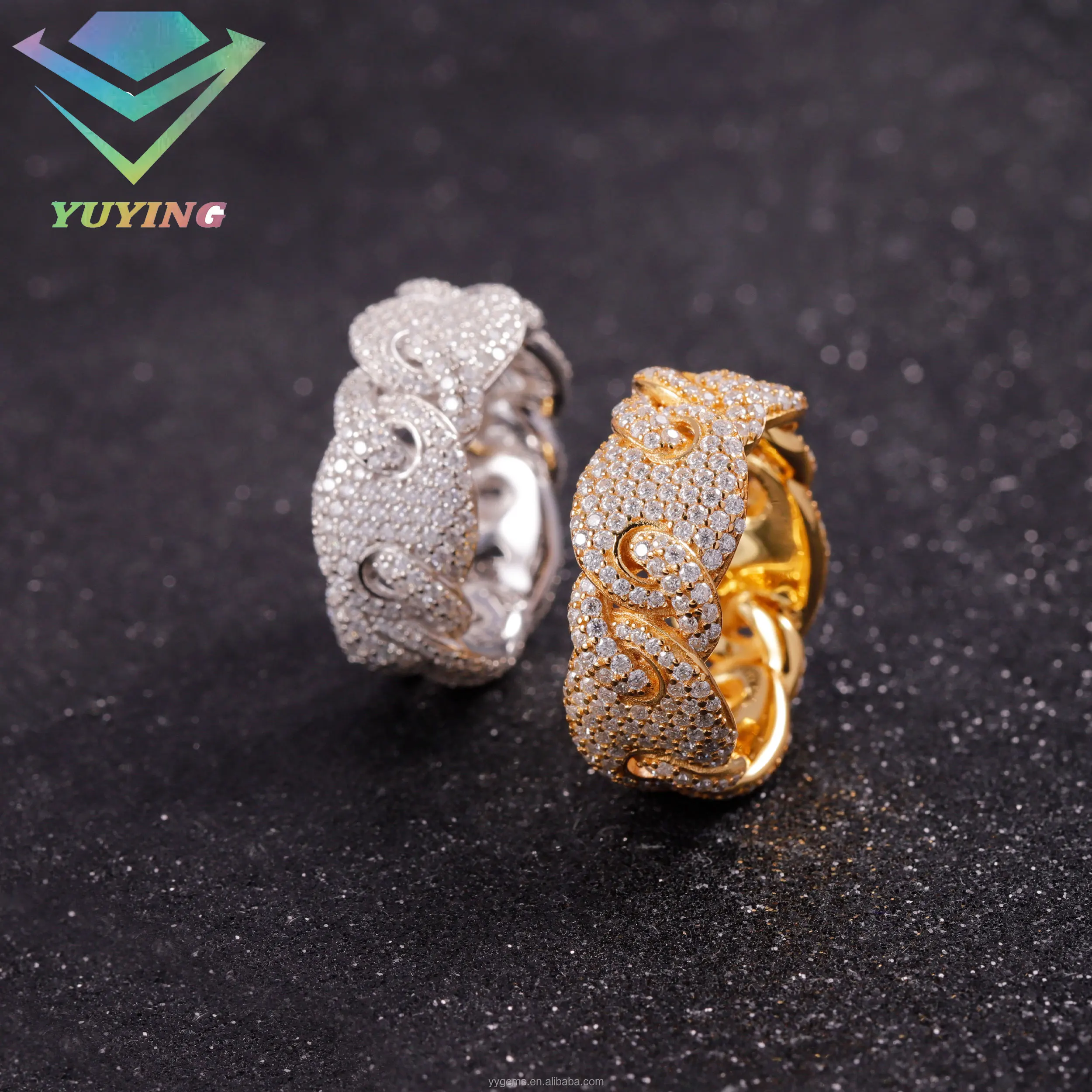 Fast Delivery Factory Price 10k 14k 18K Gold S925 Silver Iced Out VVS Moissanite Custom Rings Rapper Jewelry