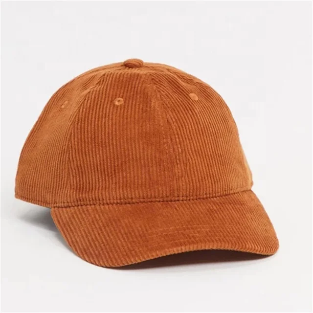 QIANHUI Hot Selling Curved Peak Brown Lid Corduroy Dad Hat La Caps Baseball