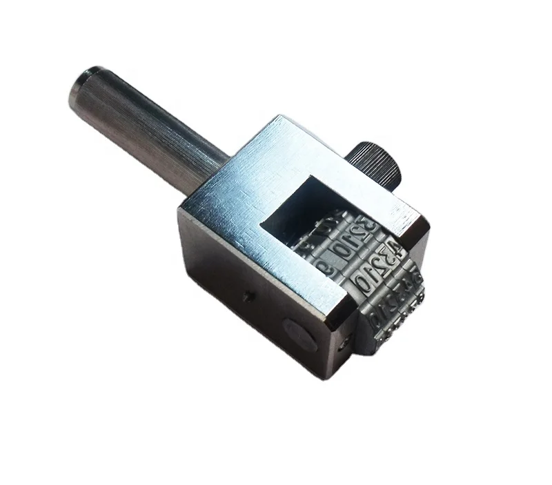 numbering head by hand press printing number on metal