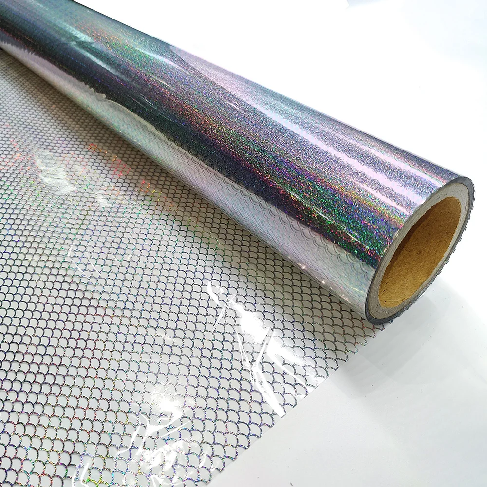 Wholesale holographic aluminum 14 micron heat hot transfer stamping laser foil roll Aluminum foil film for leather fabric