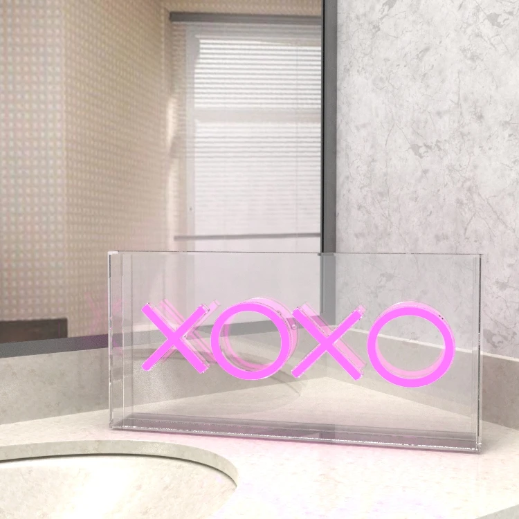 Custom acrylic box neon light XOXO led neon light sign for desk
