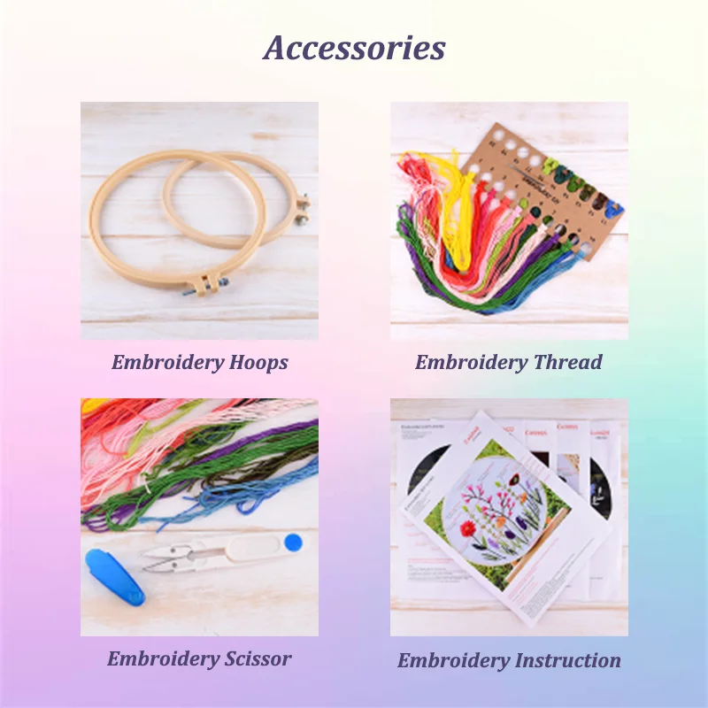 Handmade embroidery crafts lovers punch embroidery kit diy custom cross stitch needlework flowers embroidery art kits for begin