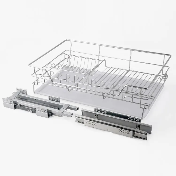 Stainless Steel Pull-out Cabinet Basket Organizer for Dish Bowl Pan Household