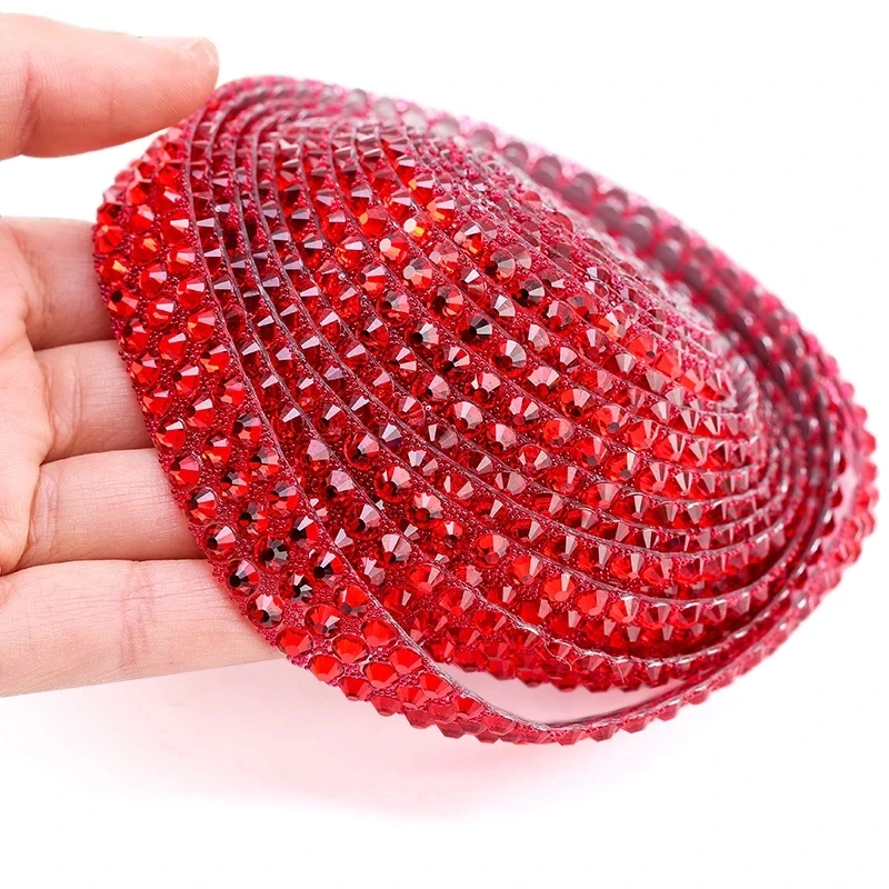 1 Yard 15mm Mix Color Hotfix Crystal Glass Rhinestones Chain Tape Applicator Ribbon Appliques Strass For DIY Dress Jewelry