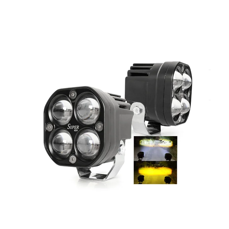 Dual colors 3 Inch motor vehicle lights motorcycle offroad led light Driving 4x4 Square Spotlight car led work light bar system