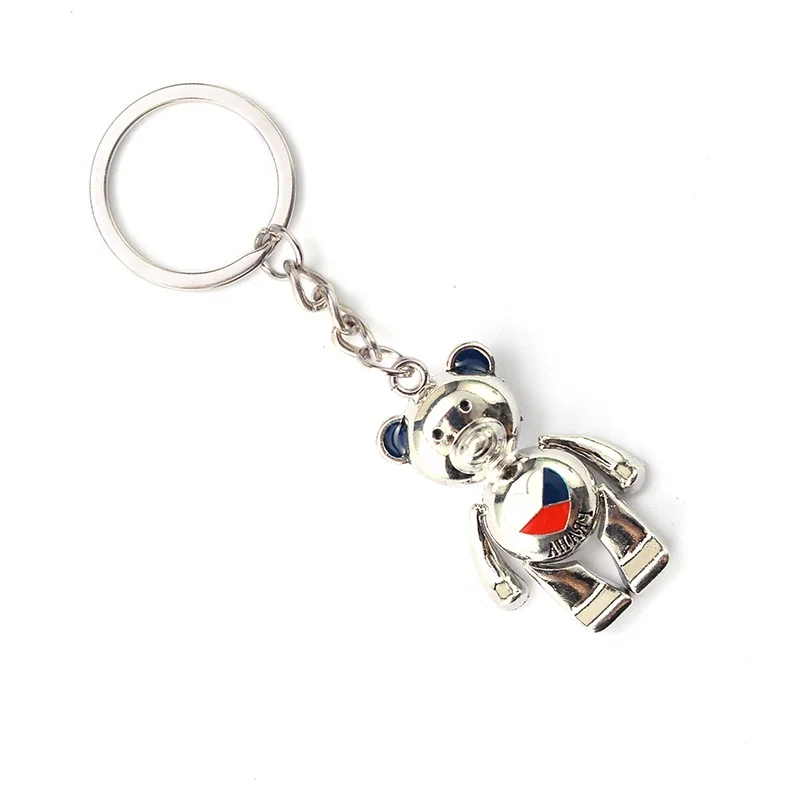 On Sale Factory Direct Metal Keychain Custom Praha Bear Keychain 3d Keychain