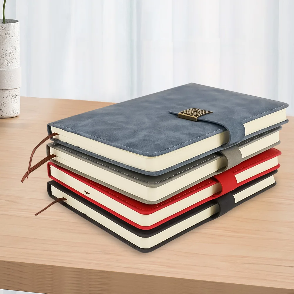 Leather Pu Custom Workout Dairy A5 Financial Wide Ruled Subject Notebook with Colorful Bookmark