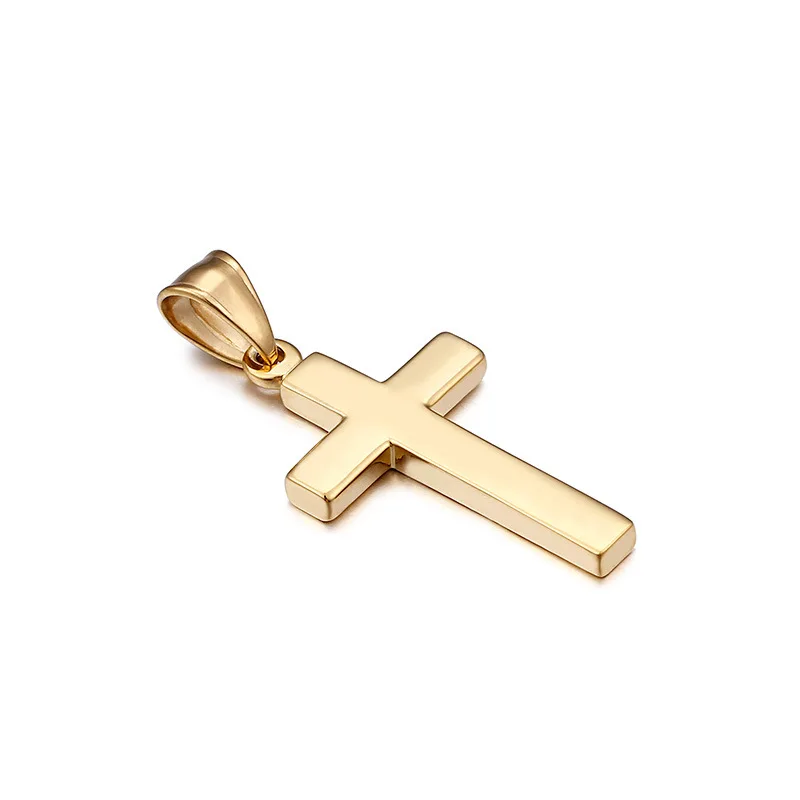 Wholesale Cheap Custom Engraved 18k Gold Plated Stainless Steel Plain Cross Pendant Jewelry
