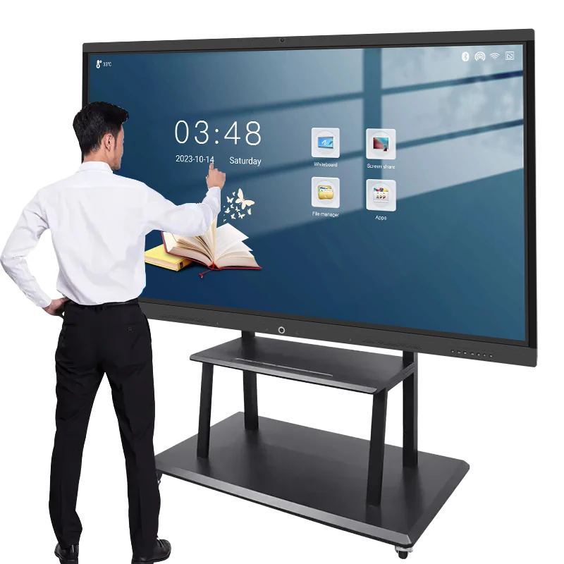 LCD Display Touch Screen Whiteboard Smart Board Tv Stand 65inch Factory Supply 65 75 86 Inch 65 Inch Oled Tv Black and Silver