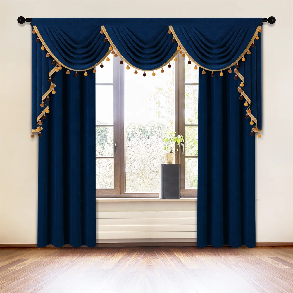 New Design Classic Style Chinese Curtain Valances for Living Room China Wholesale Velvet Soft Cortina Window Drapes Pelmet