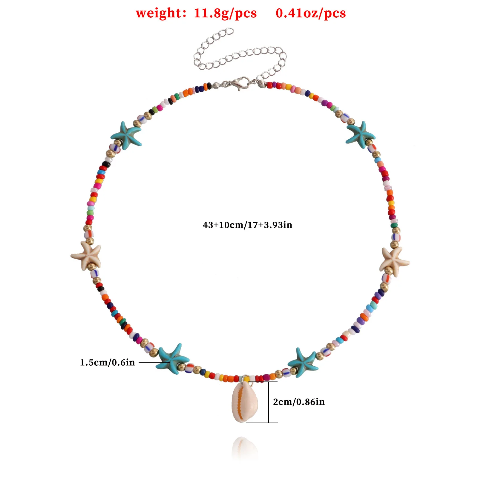 Hot selling fashion Summer Fashion Necklace Colorful Beads Starfish Shell Pendant Necklace For Women