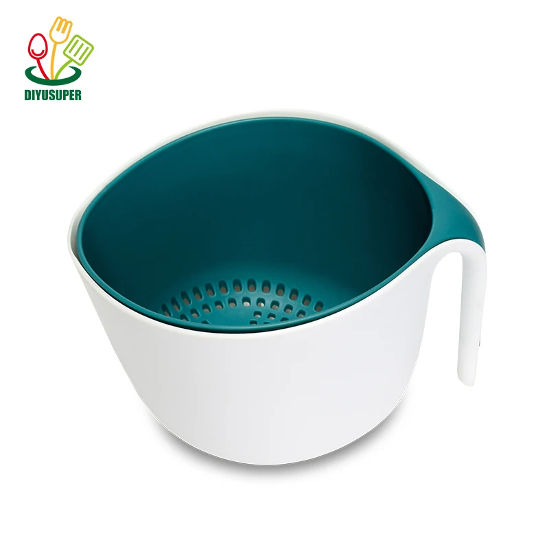 Collapsible double colander Vegetable Tools Strainer Plastic Bowl Colander in kitchen