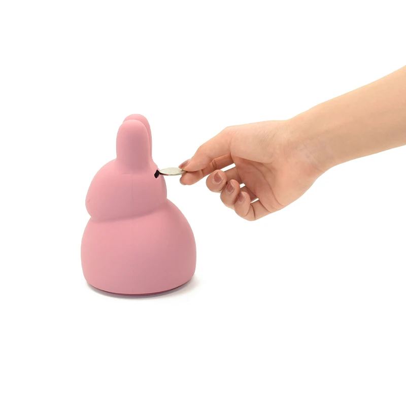 New design silicone animal piggy bank toys BPA free food grade bunny design silicone money box