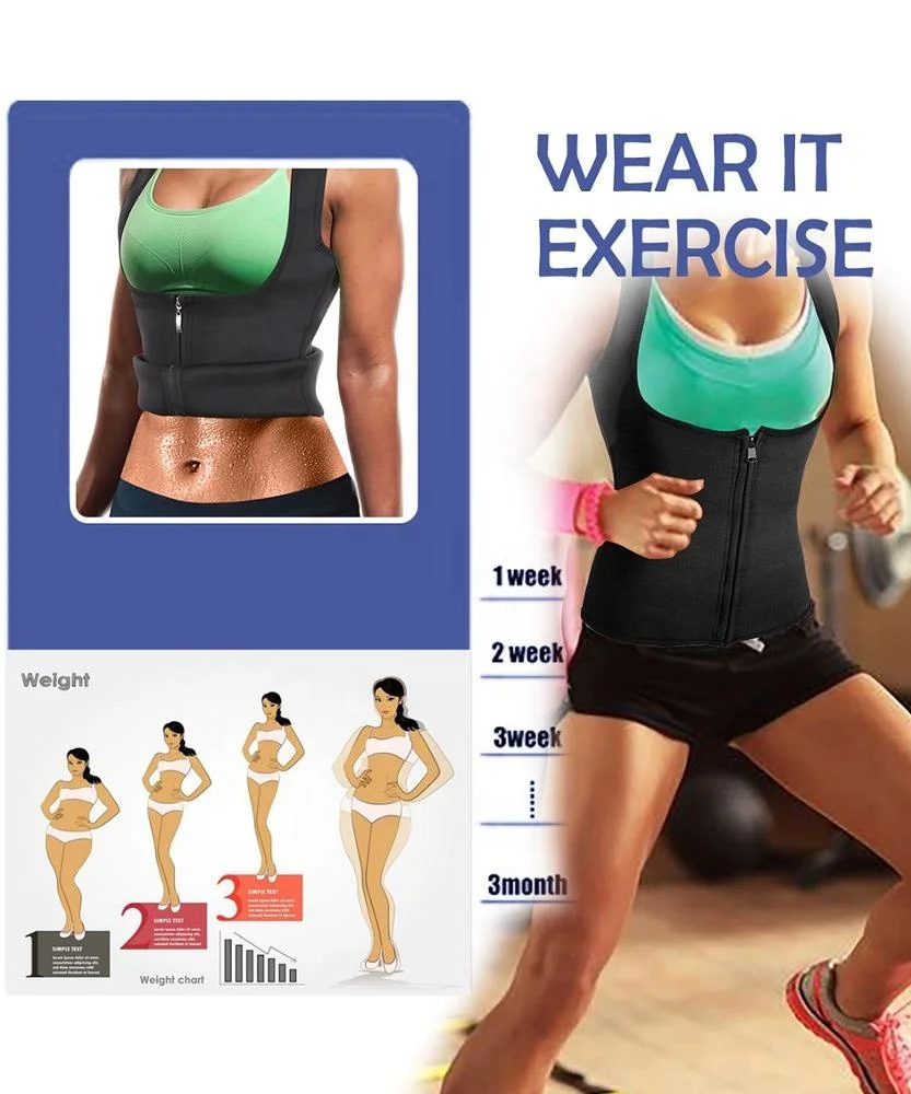 
Women sport gym body Corset belly shaper sauna sweat fitness slimming Loss Weight vest top shirt with zipper OEM 