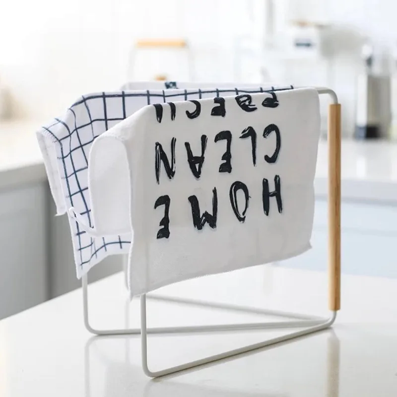 Japanese-Style Metal Folding Towel Rack Single-Tier Floor-Standing Dishcloth Drying Storage Rack Kitchen Countertop Pot
