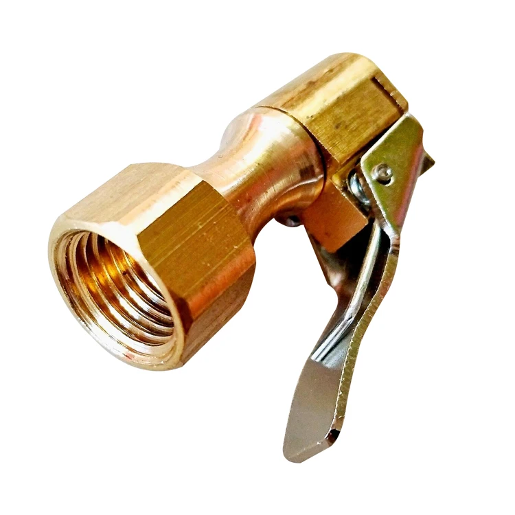 Brass Air Chuck Closed Flow Tire Chuck Heavy Duty Lock on Tire Inflator Chuck with Clip Truck Tire Hand Tool