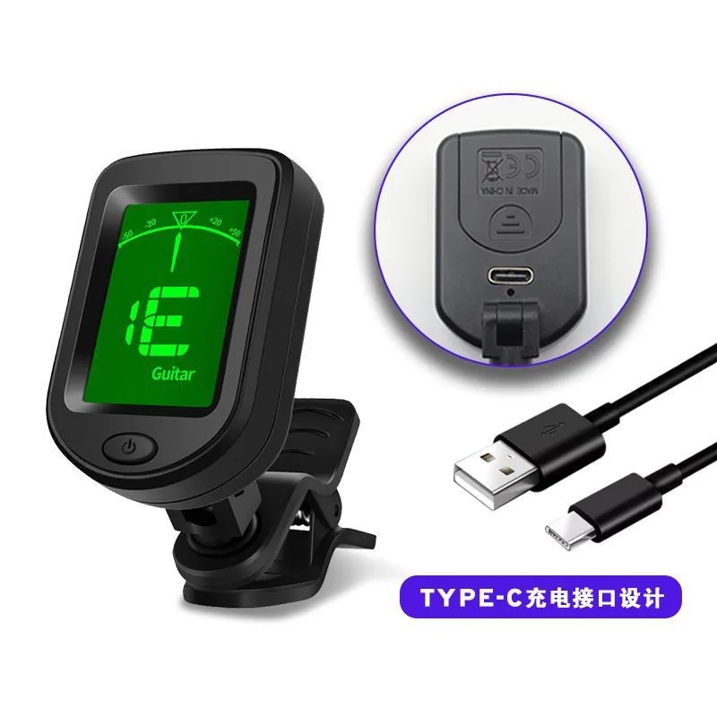 Tuner Rechargeable Mini Portable Digital Tuning Device Multi-function TFT Display Rotating Guitar Tuner