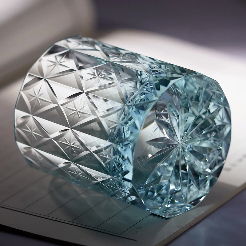 Hot Sale Japanese Style 250ml Old Fashioned Whisky Glasses Hand-Cut Amber Purple Color  Glasses Whiskey Water Fine Wine Glass