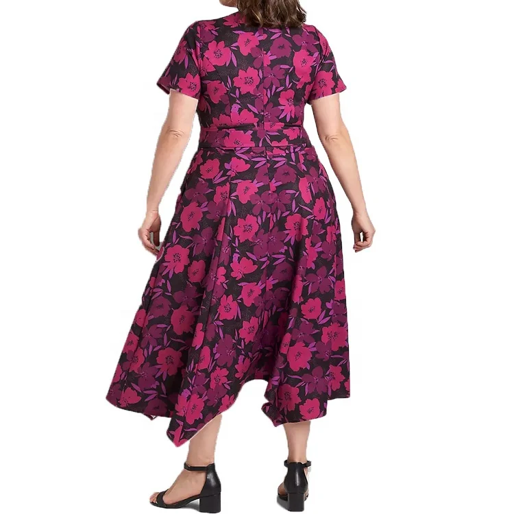 2022 wholesale long summer casual elegant Africa Clothing o-neck short sleeve aline African fabric print dress for women design