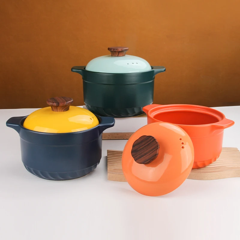 Kitchen Use Durable 3L/4L/5L Cooking Stew Ceramic Casserole Pots With Pot Cover