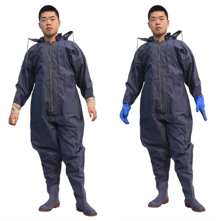 Waterproof PVC Fabric Coverall Suit Fishing Waders with Gloves Fishing Ware Outdoor Wader