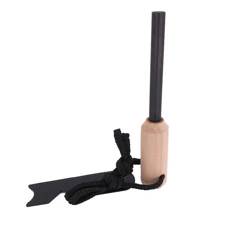 Thick Bushcraft Fire Steel Wood Handle Ferro Rod Flint Fire Starter for Survival