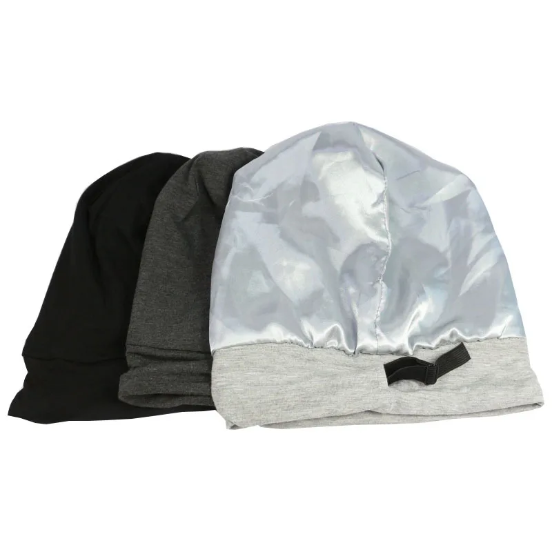 Slouchy Beanie Hat Adjustable Sleep Hair Cover Hijab Caps Under Scarf Wrap Silk Satin Lined Bonnet For Women