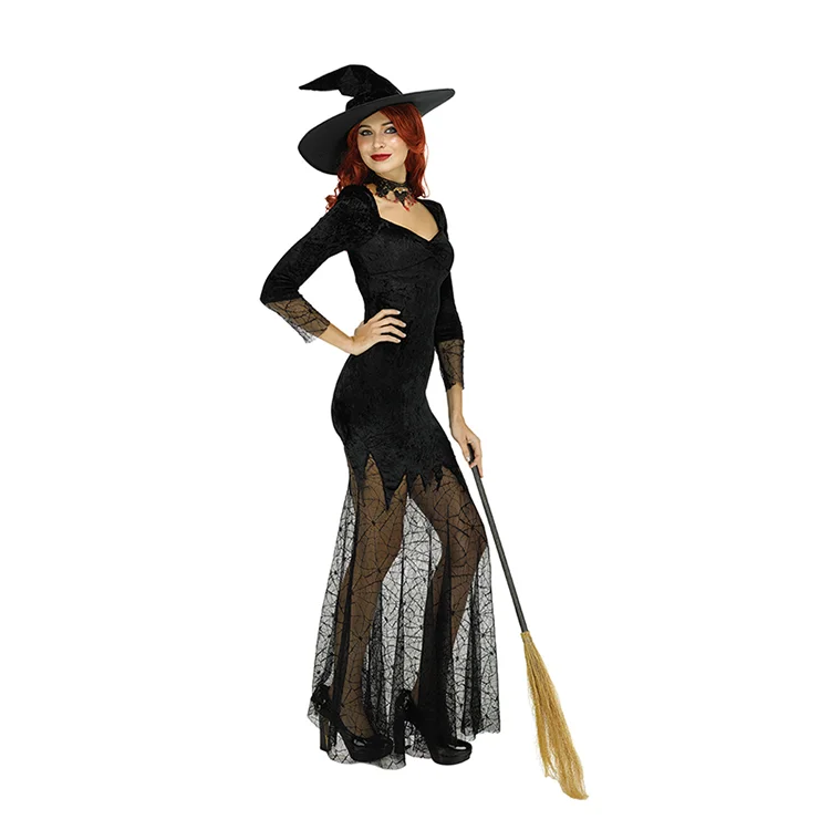 
Women Wicked Witch Costume With Hat Halloween Fancy Dress Costume 