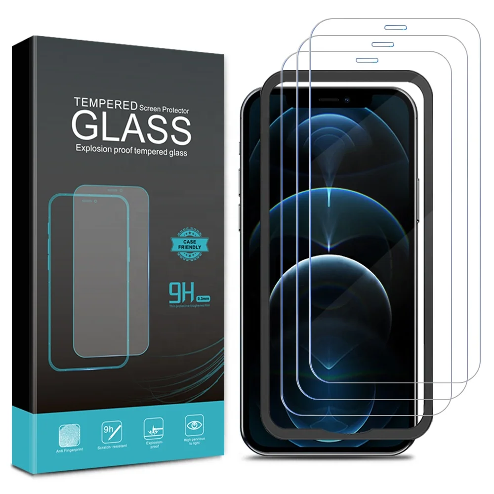 Максимальная защита дисплея, полная прозрачная упаковка из 3 шт. защитных пленок для iPhone 12, прозрачное стекло для iPhone 12 Pro HD