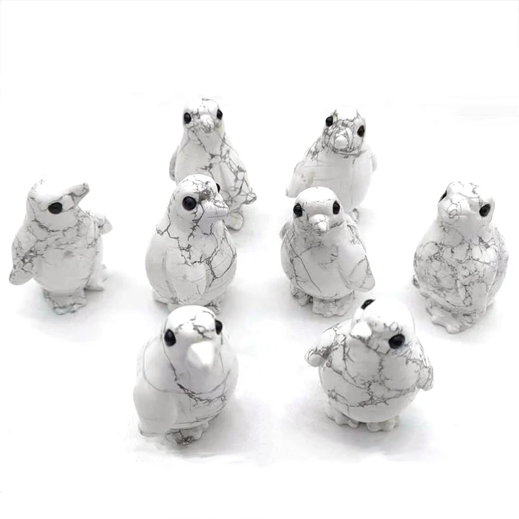 Оптовая продажа, резьба по натуральному камню howlite, фигурка прекрасного пингвина howlite, товары для украшения дома