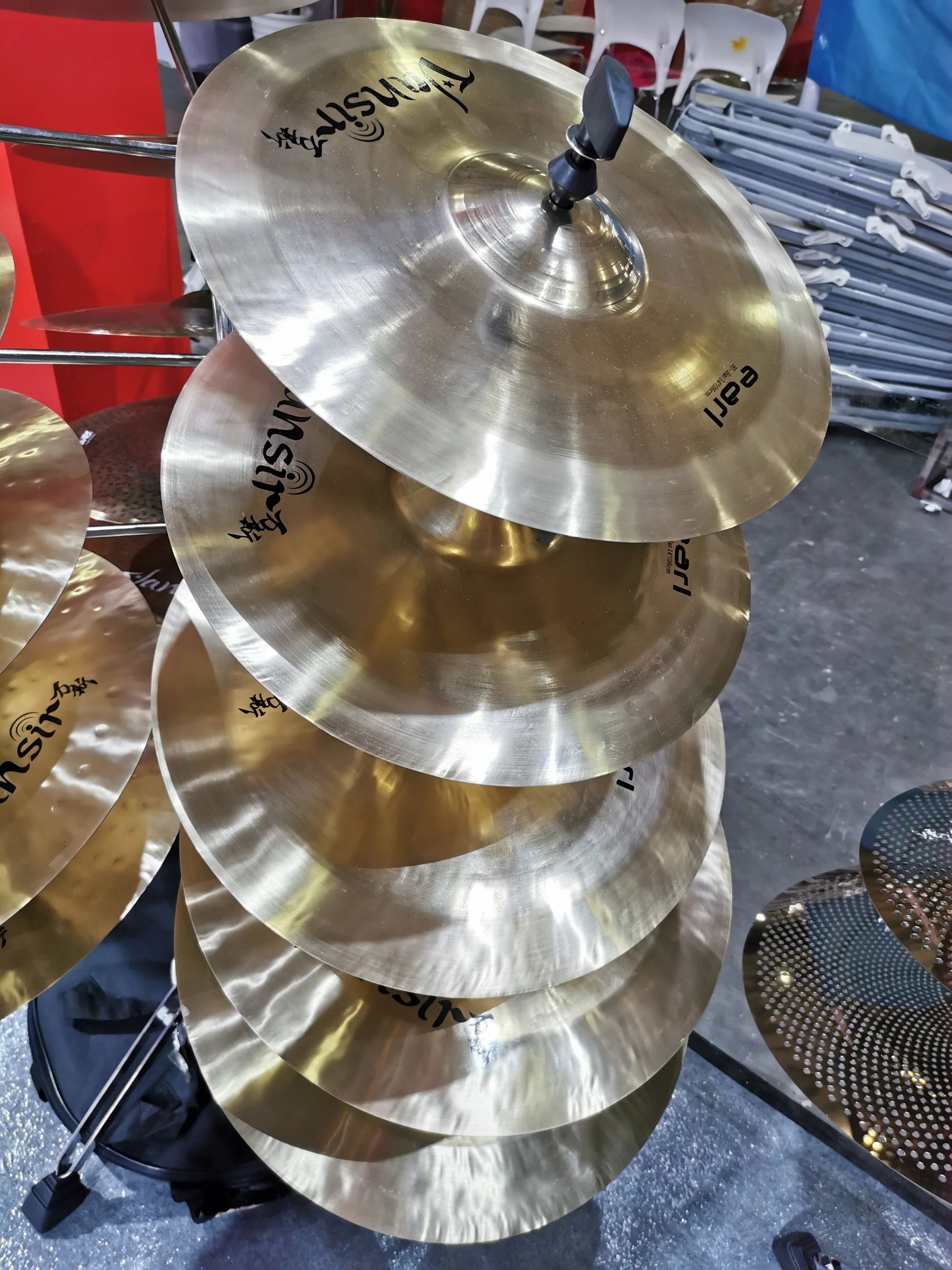 Vansir Polishing Silver Color Alloy Cymbal Set 14'HH+16' Crash+18' Crash+20' Ride with Cymbal bag