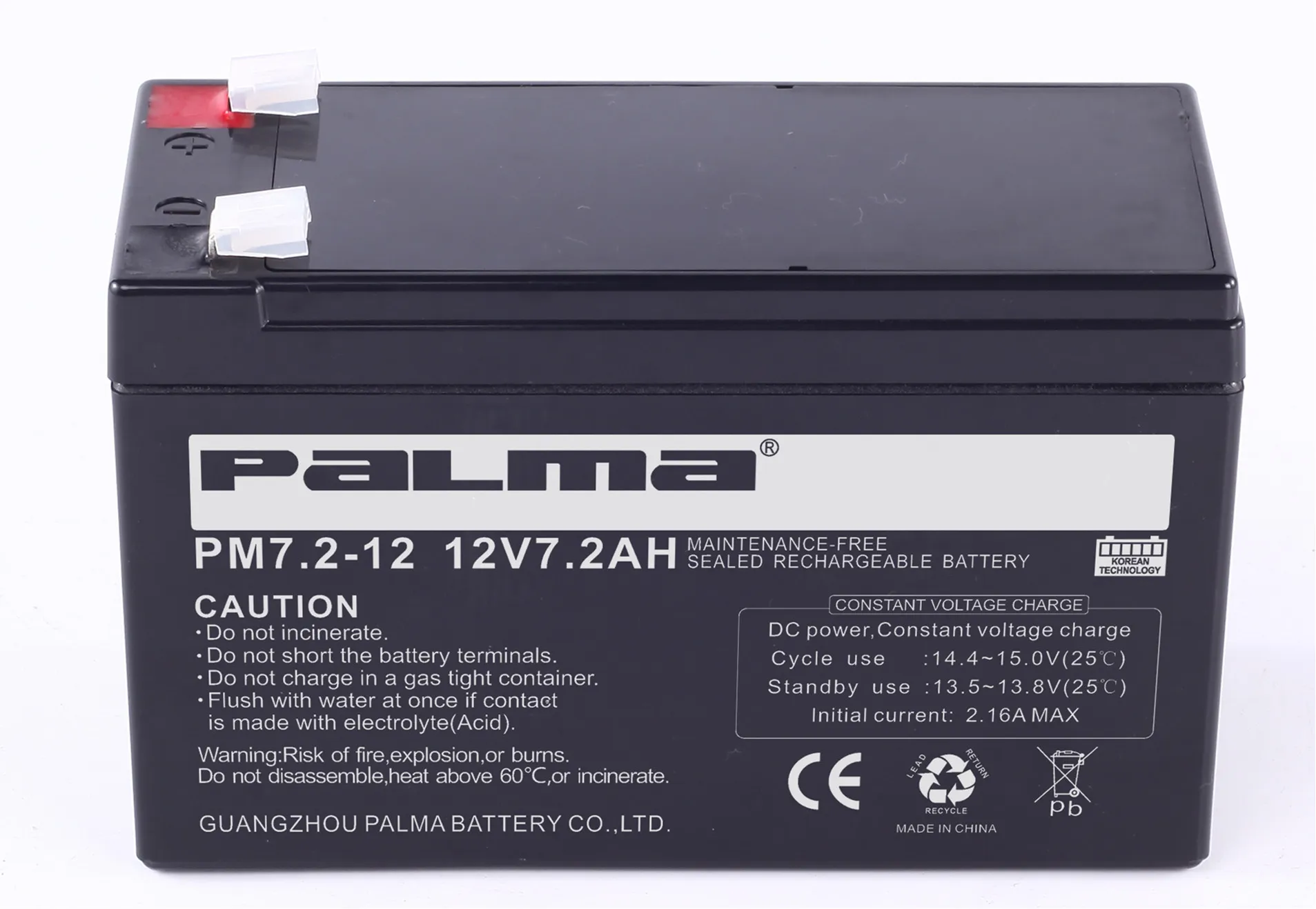 Palma High Capacity Korea Battery Ups Gel Solar 12v 7 12ah 65 100 150 200ah Sealed Lead Acid Battery 12v 7ah