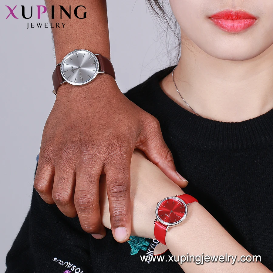 watch-5 Xuping stainless steel back fashion leather men electronic movement wrist watch