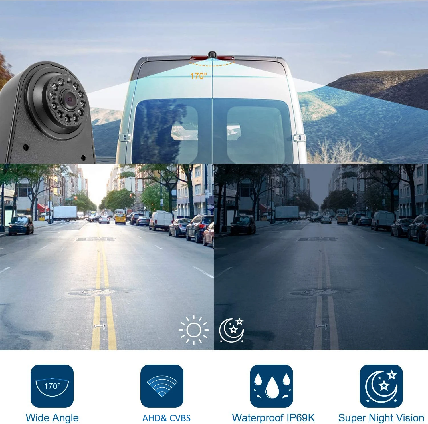 Mercedes-Benz Sprinter/VW Crafter Backup Camera with Brake Light 1080p Resolution Waterproof and Night Vision for W907 W906