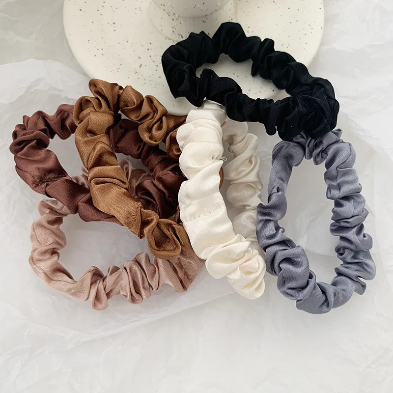 6 colors per pack Ins elegant french satin hair ring silk hair ropes hair rings for women
