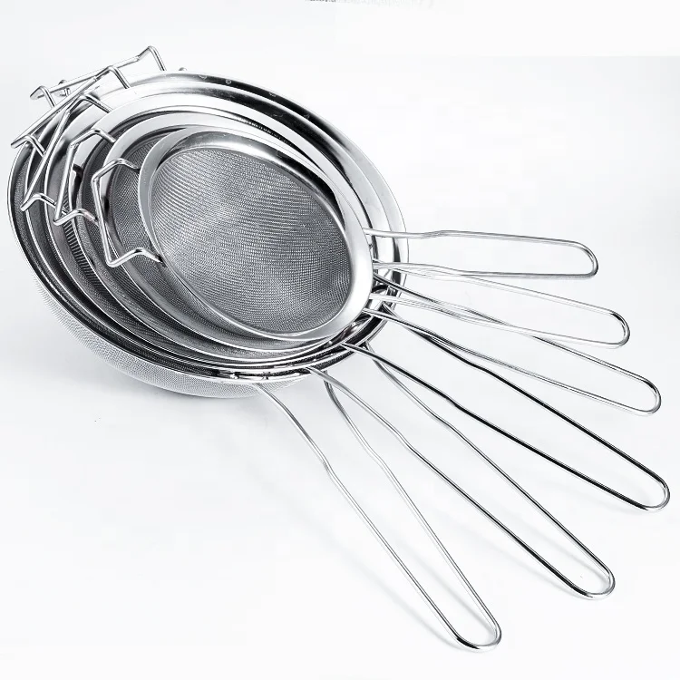 Set of 3 Stainless Steel Fine Mesh Strainer Pasta Strainer with Handle for Kitchen Food Metal Strainer Sieve Sifter