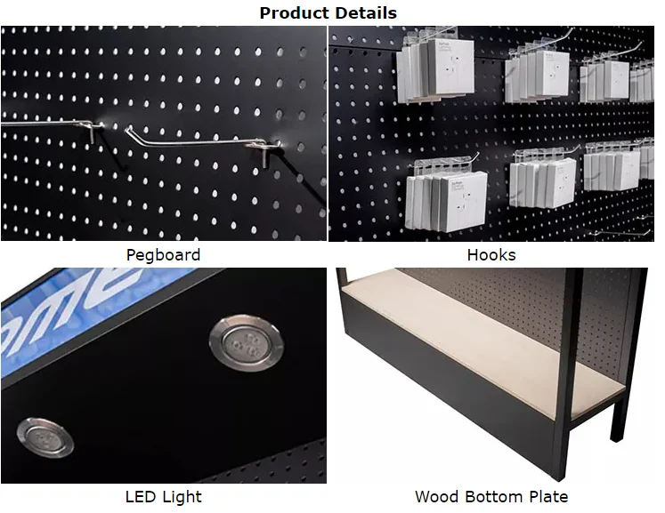 Attractive Retail Store Pegboard Display Racks For Headphone Mobile Accessories Exhibition with storage box and hanger