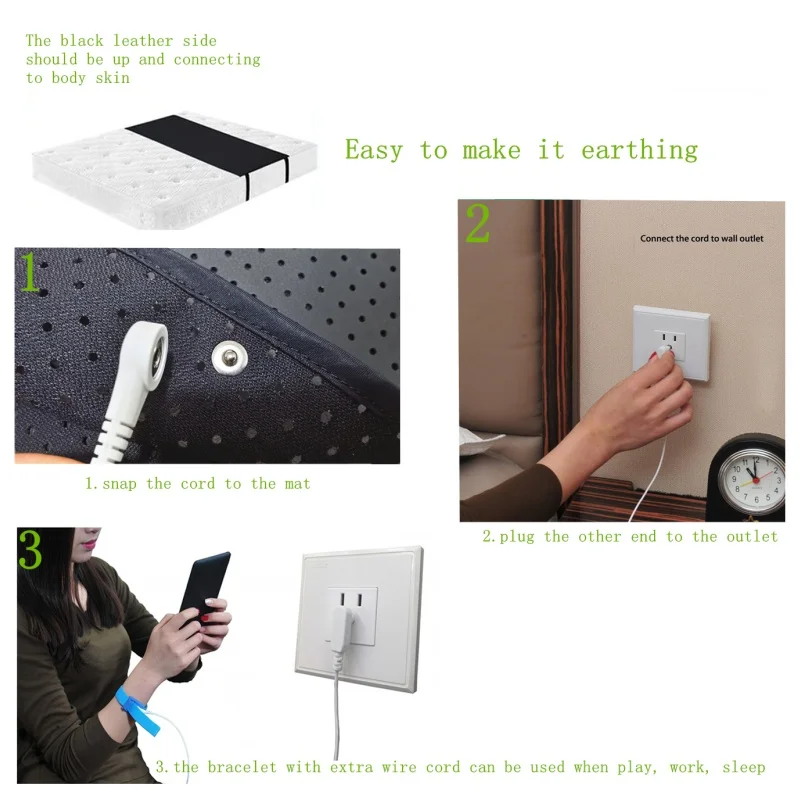 Conductive PU Earthing Bed Sheet Premium Grounding Therapy Mats for Sleep Breathable Pad Antistatic Improve Health