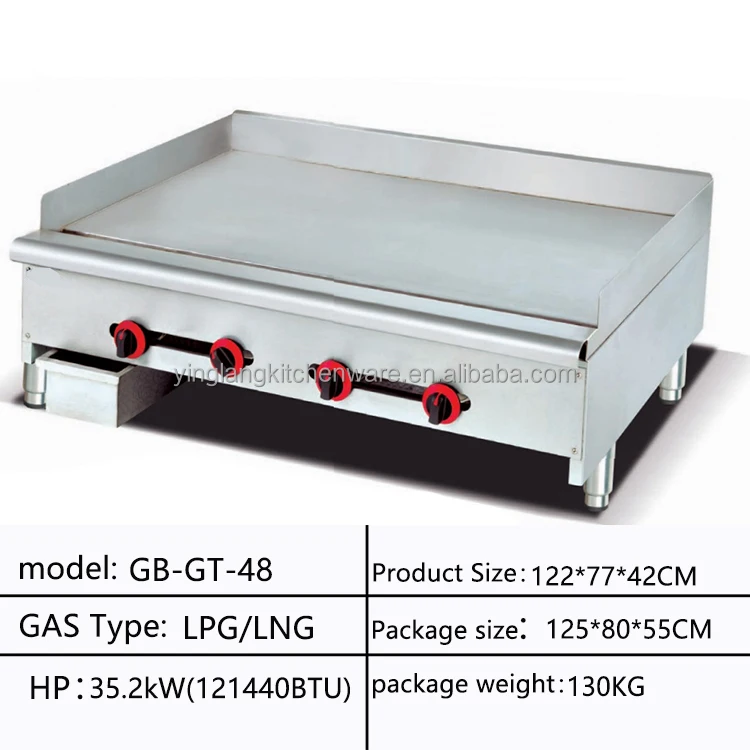 3-Burner Commercial Counter TOP Gas Griddle Plate Plate LPG Stainless Steel Barbecue Griddle GT-36
