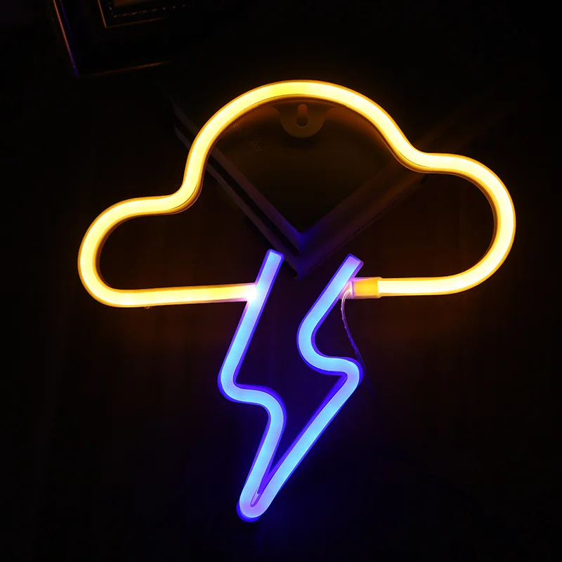 Battery or USB Powered Cloud Butterfly Planet Cherry Bulb Alien Flame Dinosaur Note Wall Light Neon Sign For Halloween Christmas