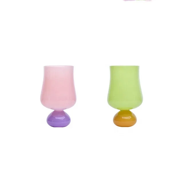 Hand Blown Glass Sales Excellent  Wine Glasses  Colored Champagne glasses Tulip shot glass