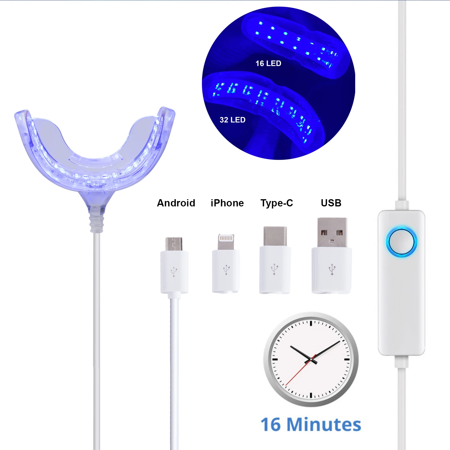 CE Certificated Portable Mini LED Teeth Whitening Light Private Label Home Use with Mouth Tray USB Multi-Purpose Accessories