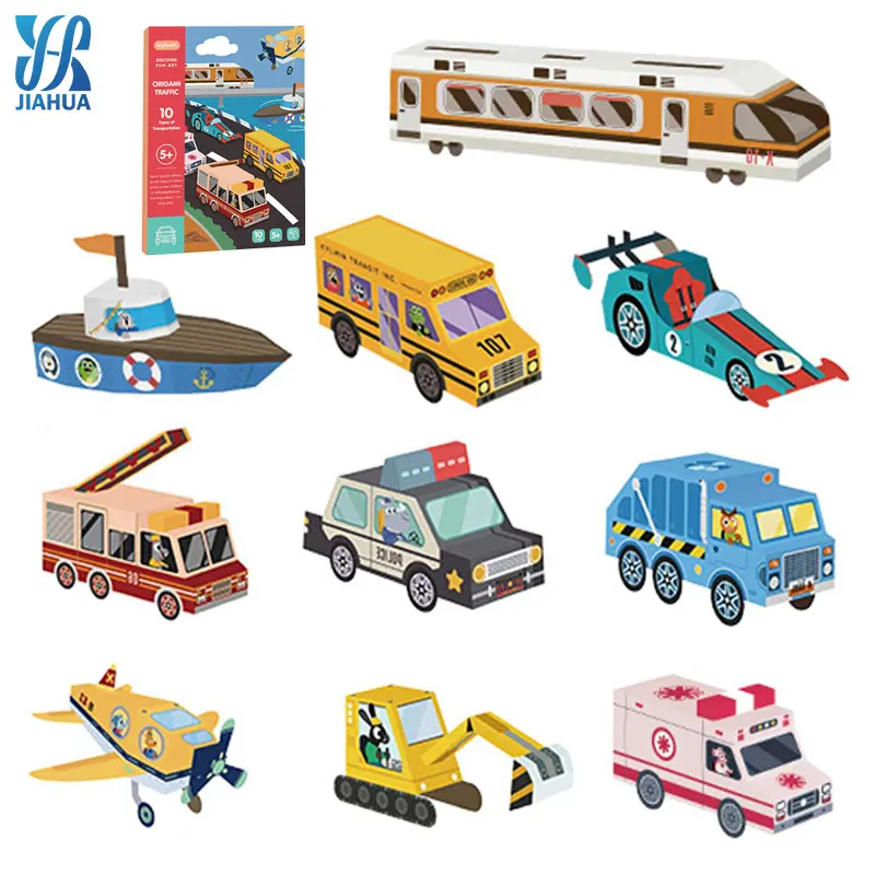 JH Handmade 3D Folding Paper12 Mix Colors Manual Car Shape DIY Origami Craft Model Toy For Kid