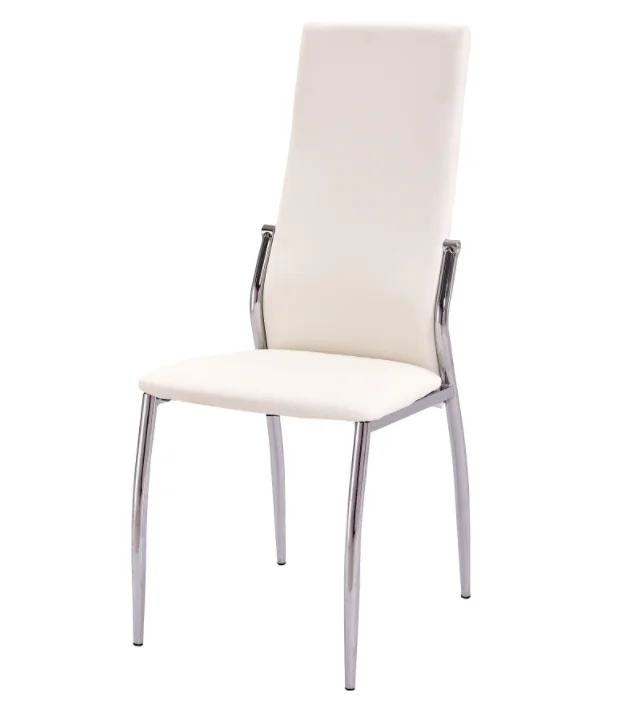 Дешевая мебель для столовой хромированные металлические ножки современный обеденный стул из искусственной кожи