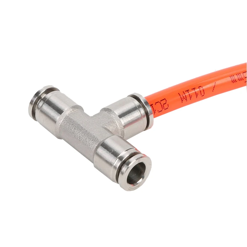 PE Stainless Steel Fittings Pneumatic Tee Tube Connector Pipe Fitting Air Hose